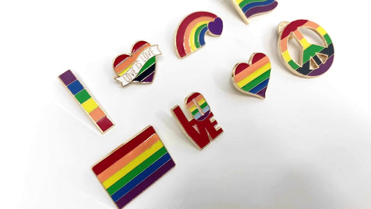 Rainbow Love Heart LOVE Metal Brooch