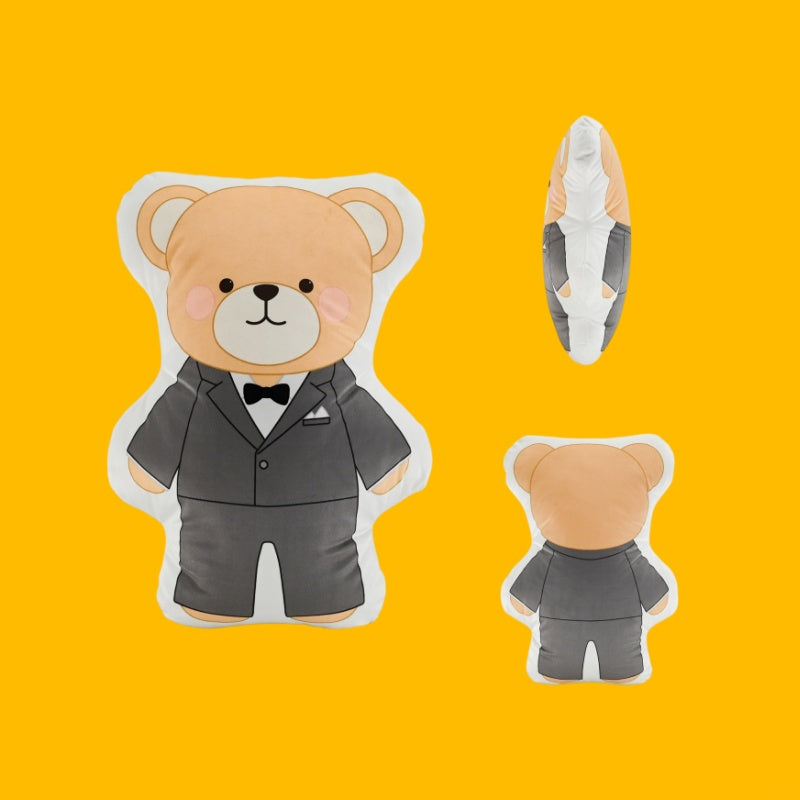 GaoPengToy | 15.4" Bear Couple Plush Pillows - Cute 2pcs Dress-Up Stuffed Cushions, Home Decor & Romantic Gift