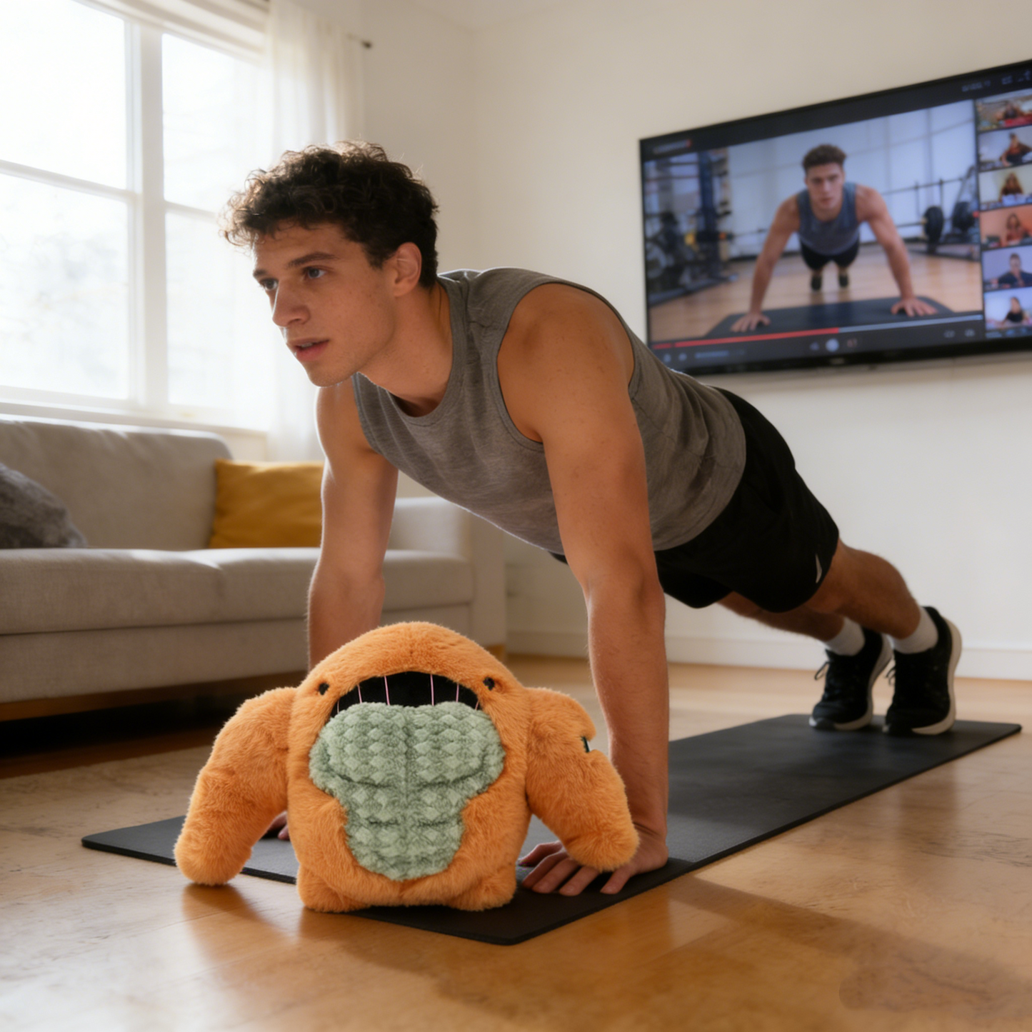 GaoPengToy | 11.81" Muscular Shark Plush - Creative Yellow Muscle Shark Doll Gift for Kids