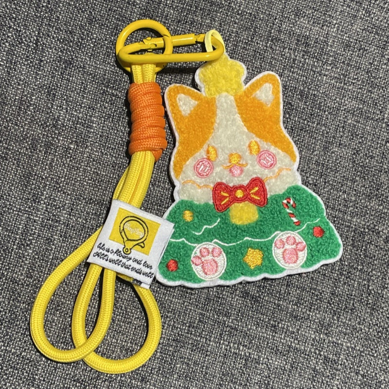 Original Christmas Tree Corgi Cartoon Applique Embroidery Keychain🐶🎄
