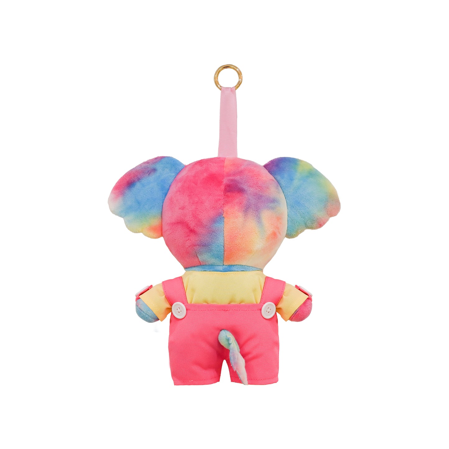 5.9" Plush Elephant Toy - Soft Pink Animal Pendent with Overalls, Gift Box Included for Kids