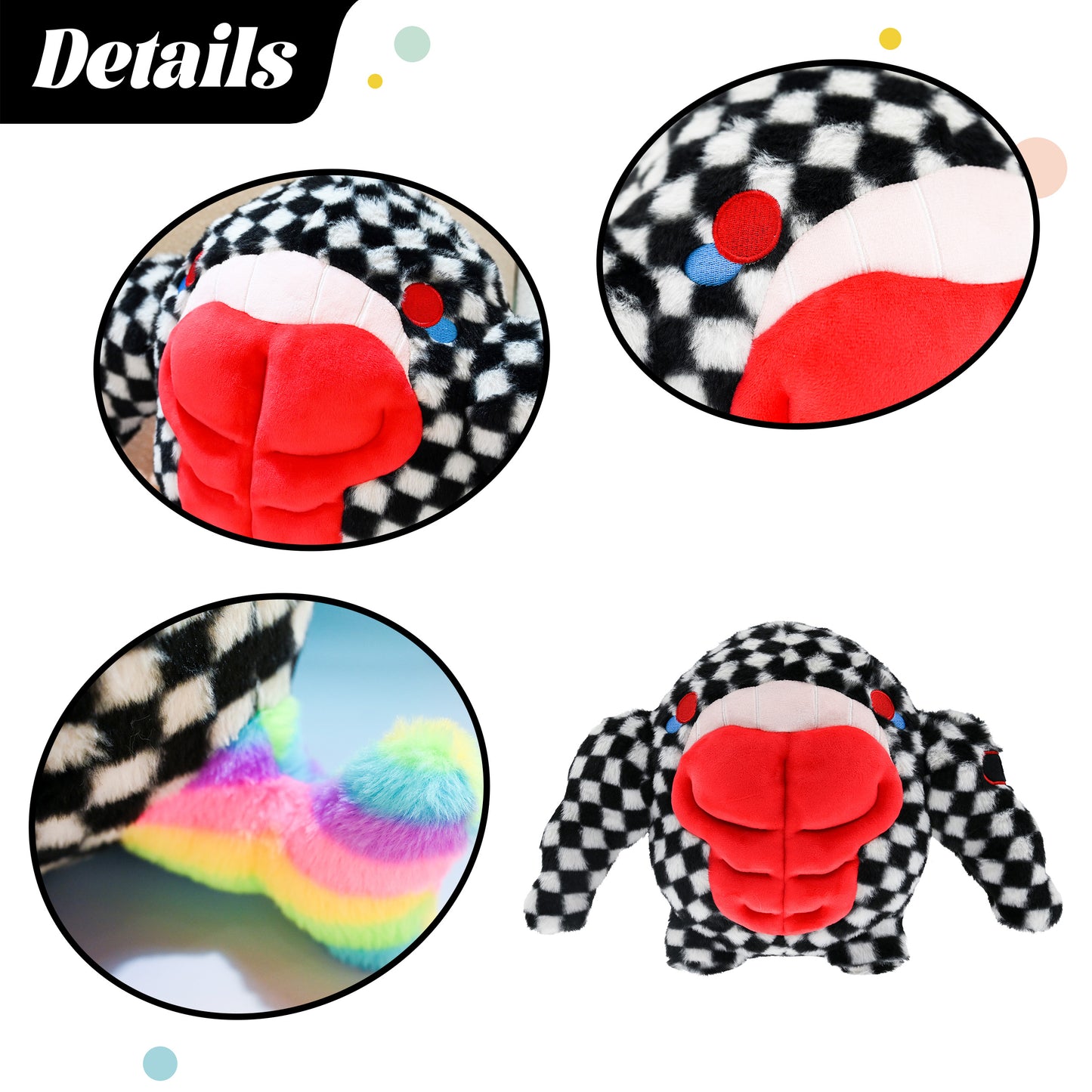 GaoPengToy | 11.8” Muscular Shark - Black & White Plush with Rainbow Tail & Gift Box