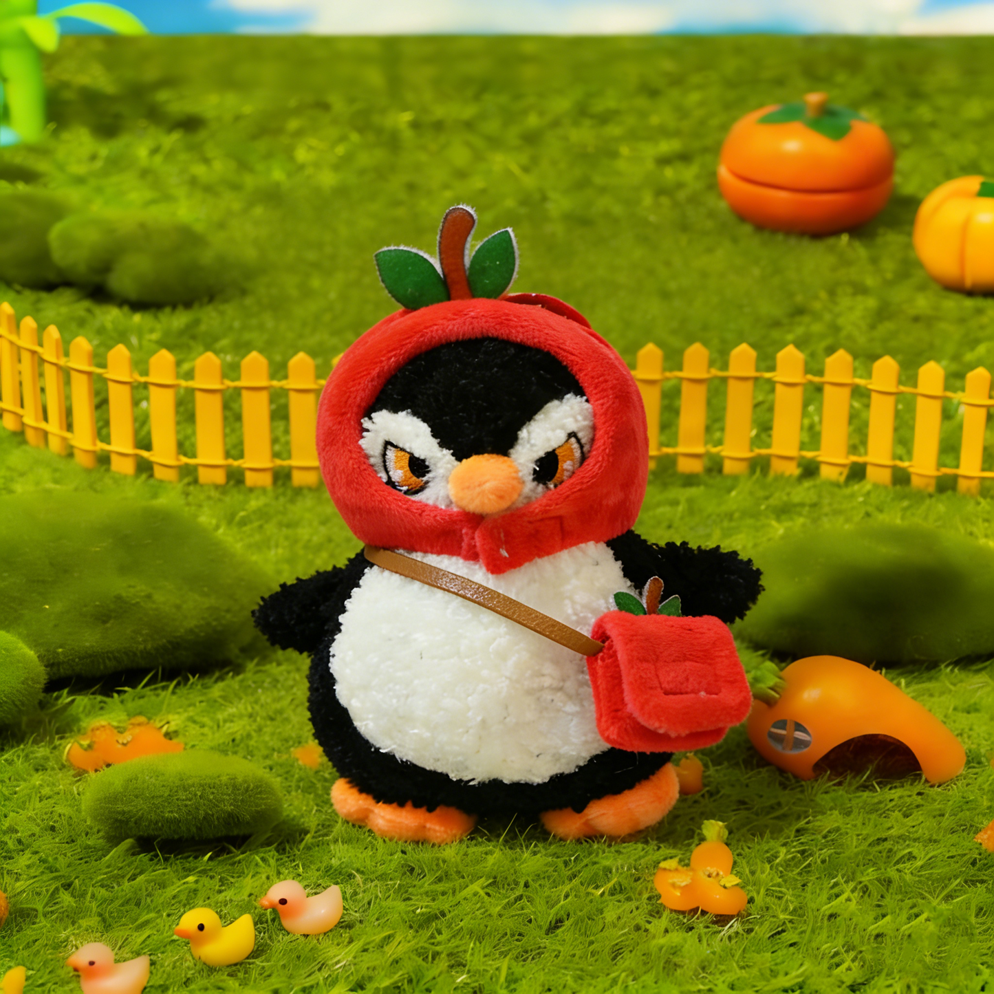 GaoPengToy | 6.3" Apple Penguin Bag Charm - Cute Stuffed Animal Pendant Gift
