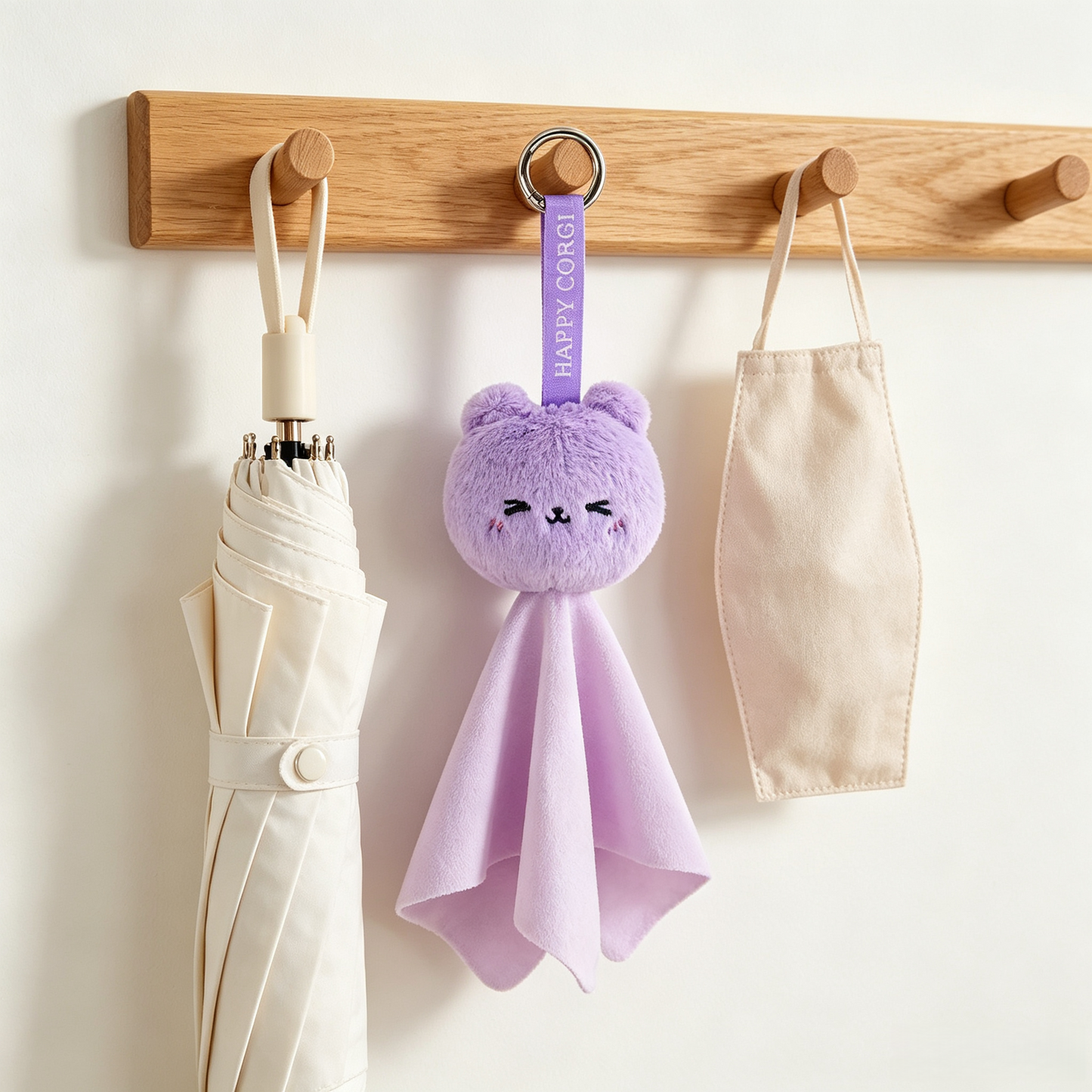 GaoPengToy | Cute Purple Bear Plush Keychain | Microfiber Screen Cleaning Cloth Bag Charm