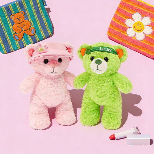 New Arrivals: Pink & Green Plush Bears with Mix-and-Match Outfits