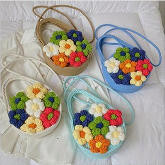 Romantic Flower Crochet Hawaiian Vacation Style Bag
