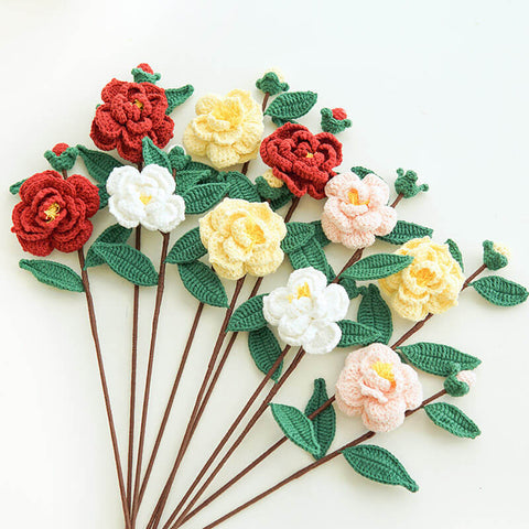 Handmade Weaving Crochet  Camellias Valentine's Day Gift