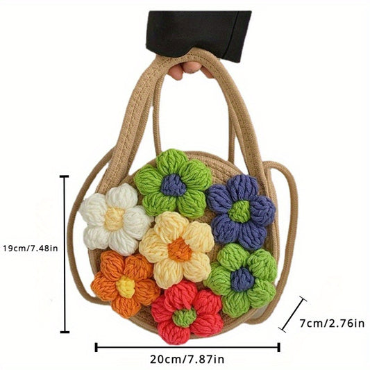 Romantic Flower Crochet Hawaiian Vacation Style Bag