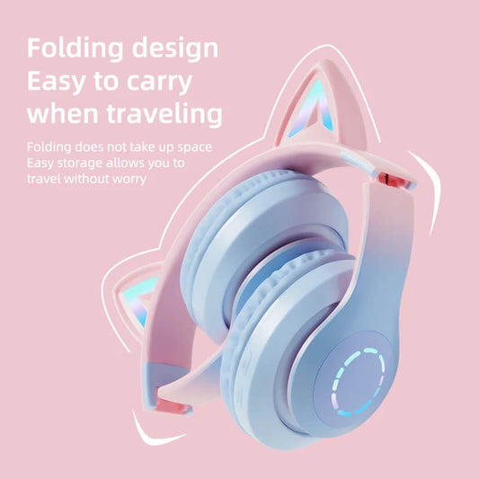 Bluetooth Headset Gradient Color Cat Ear Headset