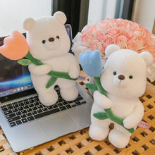 Teddy Bear  Holding Tulip Flower Stuffed Soft Plush Toy