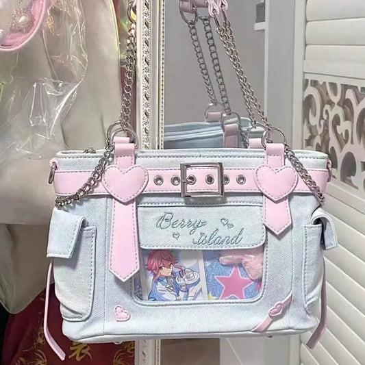 Ladies Vintage Harajuku Y2k Bag Aesthetic Denim Handbag