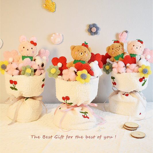 Kawai Plush Bunny Bear Dolls Cartoon Bouquets