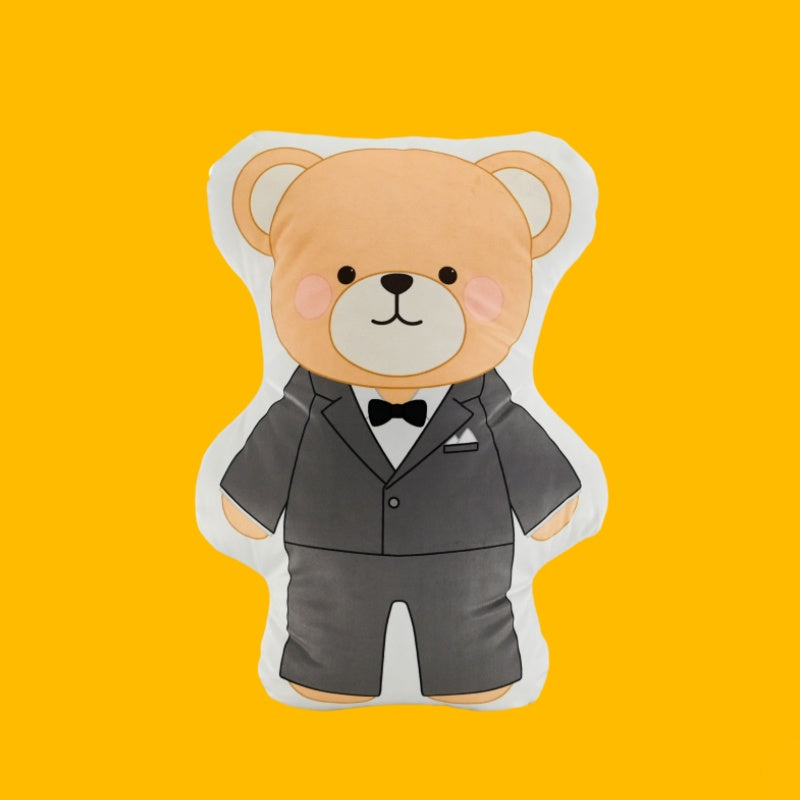 GaoPengToy | 15.4" Bear Couple Plush Pillows - Cute 2pcs Dress-Up Stuffed Cushions, Home Decor & Romantic Gift