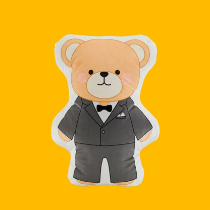 GaoPengToy | 15.4" Bear Couple Plush Pillows - Cute 2pcs Dress-Up Stuffed Cushions, Home Decor & Romantic Gift