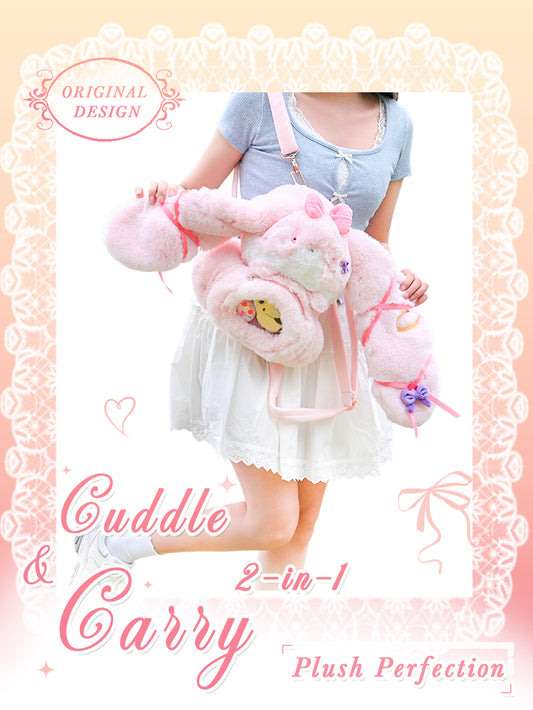 Ita Bag Bunny Plush Backpack - 2-in-1 Convertible Stuffed Animal with Display Window | Kawaii Gift for Girls & Women (Pre-Sale)