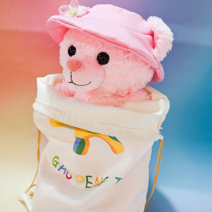 GaopengToy | 11.8" Kawaii Pink Teddy Bear Plush, Soft Stuffed Doll with Hat, Perfect Gift for Kids & Home Decor