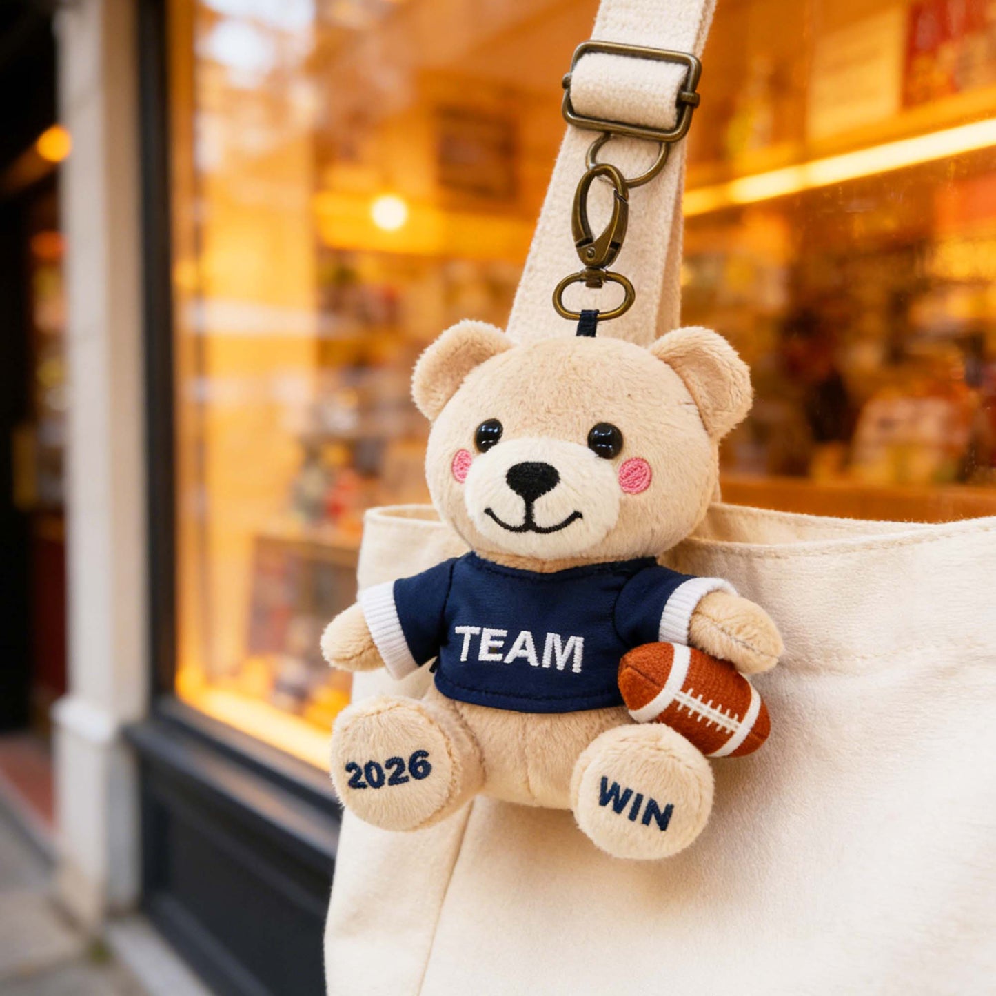 GaoPengToy | 6" Rugby Bear Keychain - Cute Stuffed Animal Bag Charm Gift