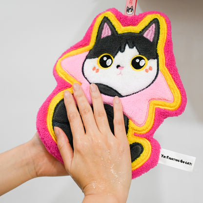 Original Cat Hand Towel with Hanging Loop (9.84") - Soft Absorbent Decorative Towel for Bathroom Kitchen, Cute Animal Towel Gift