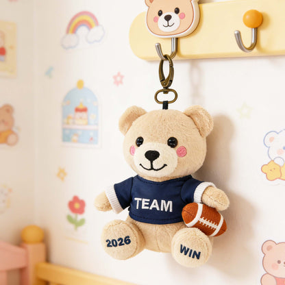 GaoPengToy | 6" Rugby Bear Keychain - Cute Stuffed Animal Bag Charm Gift