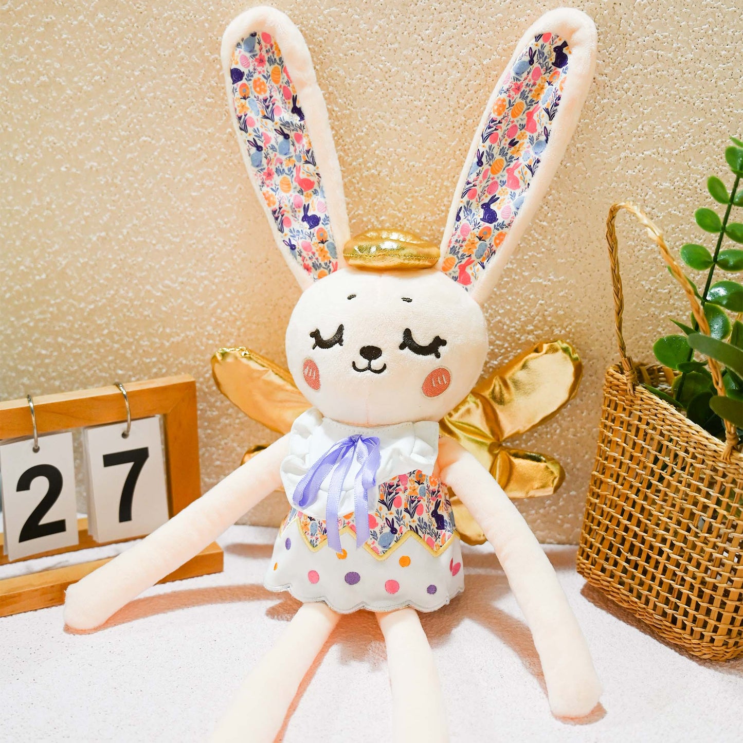 GaoPengToy | Interactive Easter Plush Toy -  Cuddly Angel Rabbit with Playful Slap Clap Ears