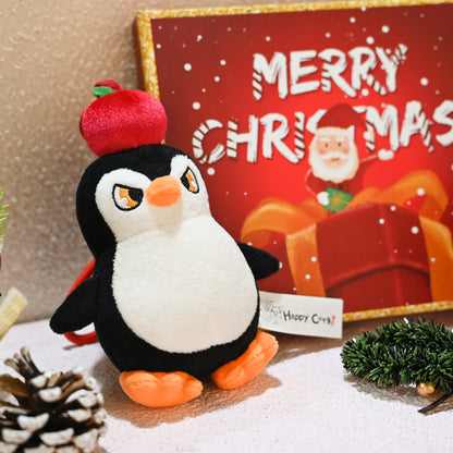 Christmas Plush Keychain | 6.3" Apple Penguin Bag Charm - Cute Stuffed Animal Pendant Gift