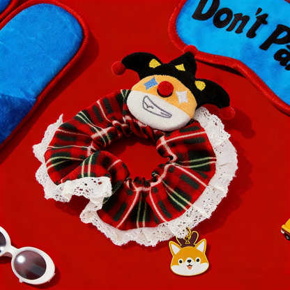 GaoPengToy | Clown Corgi Hair Scrunchies - Soft Festive Elastic Hair Ties Gift