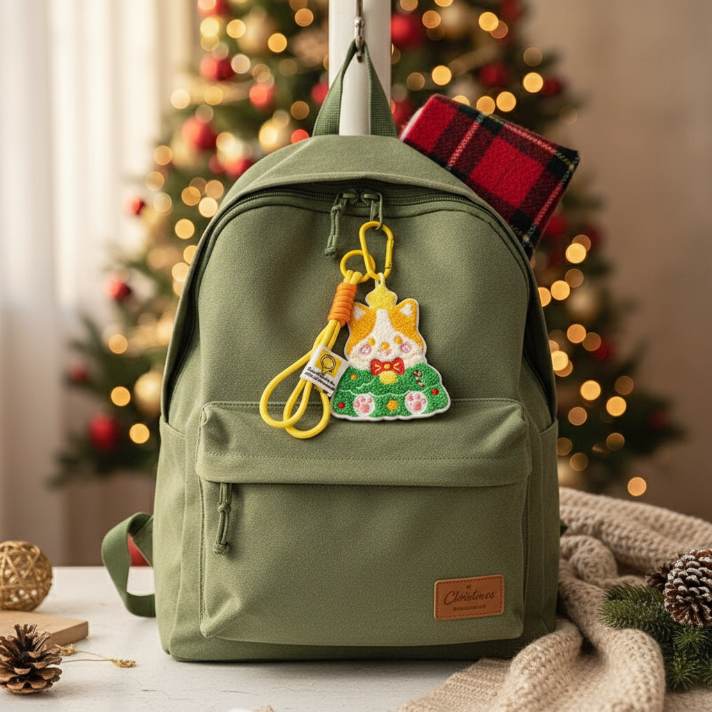 Original Christmas Tree Corgi Cartoon Applique Embroidery Keychain🐶🎄