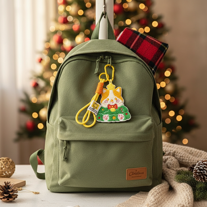 Original Christmas Tree Corgi Cartoon Applique Embroidery Keychain🐶🎄