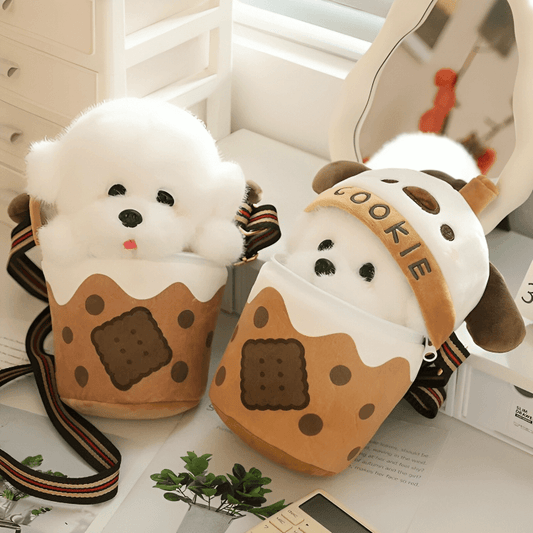 25cm Milk Tea Cup Backpack Teacup Dog Plush Toy Bags
