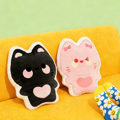 GaoPengToy | 15.4" Nami Cat Couple Plush Pillows -  2pcs Sweet Dress-Up Stuffed Cushions, Home Decor & Romantic Gift