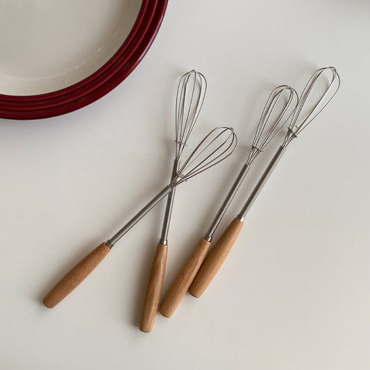 Small solid wood handle whisk