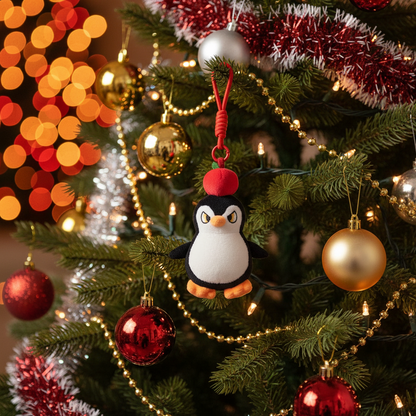 Christmas Plush Keychain | 6.3" Apple Penguin Bag Charm - Cute Stuffed Animal Pendant Gift