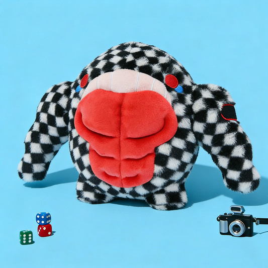 GaoPengToy | 11.8” Muscular Shark - Black & White Plush with Rainbow Tail & Gift Box