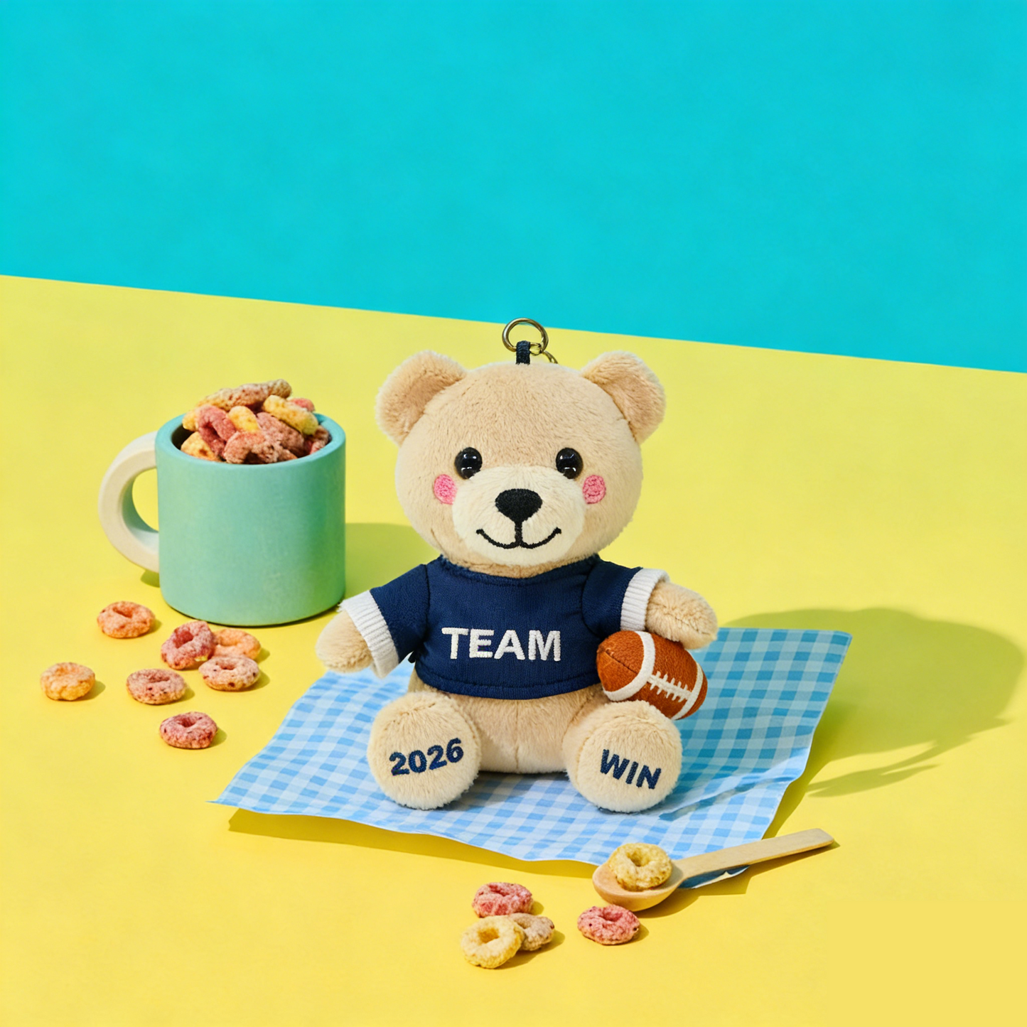 GaoPengToy | 6" Rugby Bear Keychain - Cute Stuffed Animal Bag Charm Gift