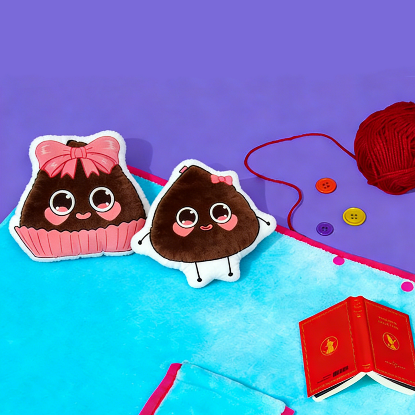 GaoPengToy | 15.4" Chocolate Couple Plush Pillows -  2pcs Sweet Dress-Up Stuffed Cushions, Home Decor & Romantic Gift