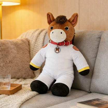 GaoPengToy | 19.69"Muscle Horse Plush Toy - Removable White Outfit Cute Stuffed Animal