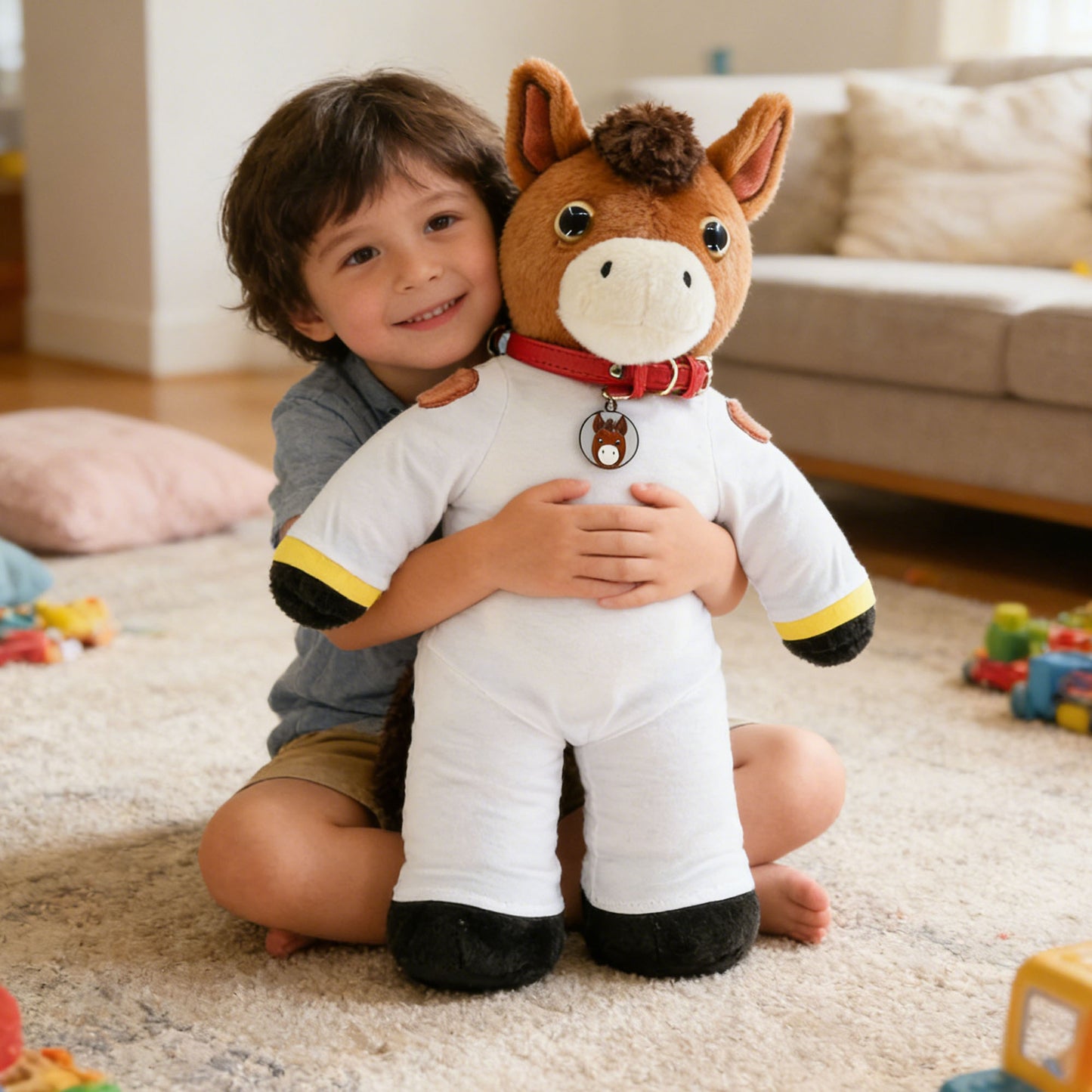 GaoPengToy | 19.69"Muscle Horse Plush Toy - Removable White Outfit Cute Stuffed Animal