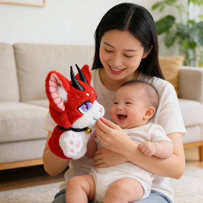 GaoPengToy | 13.8” Plush Demon Fox Plush Puppet - Cute Interactive Storytelling Toy Gift for Kids