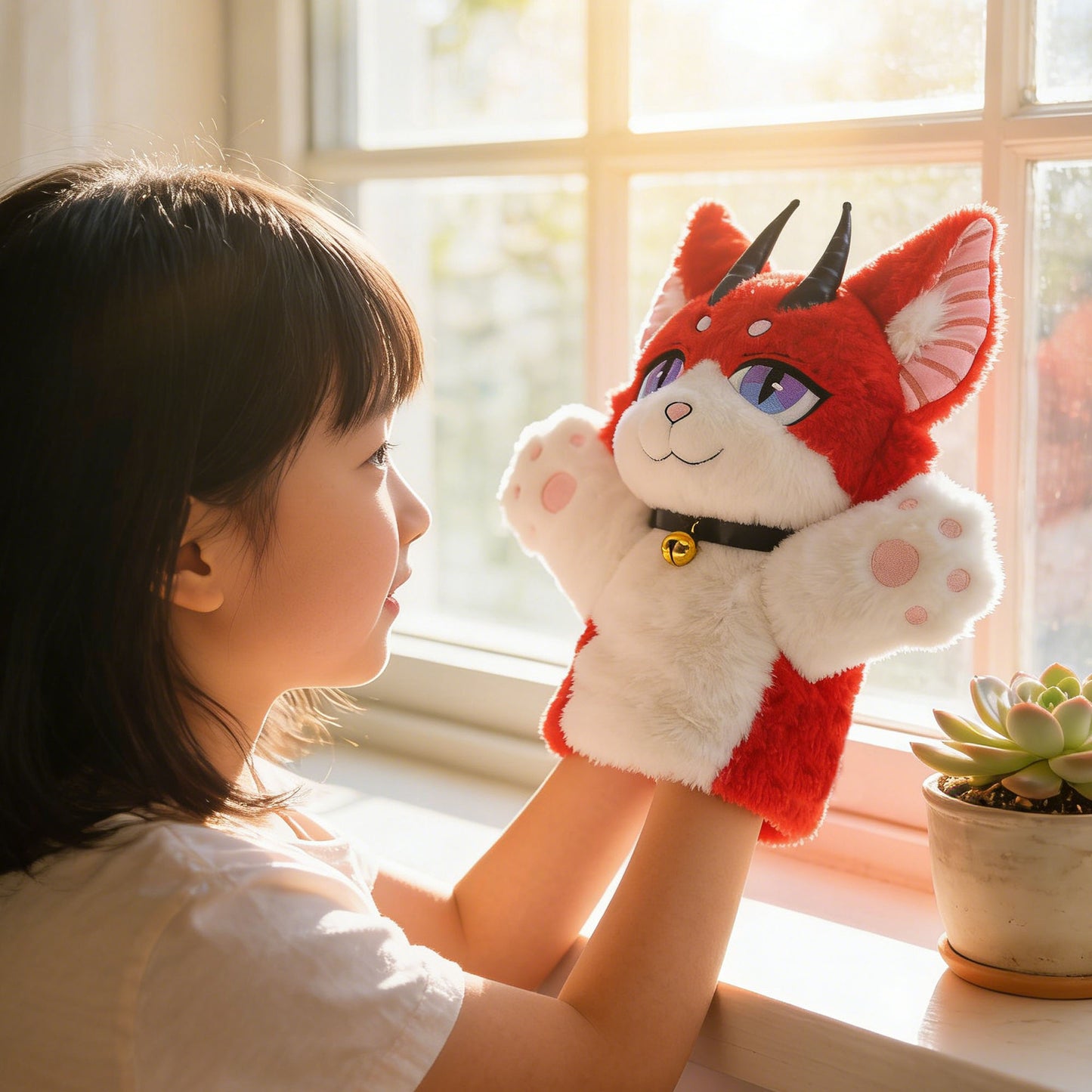 GaoPengToy | 13.8” Plush Demon Fox Plush Puppet - Cute Interactive Storytelling Toy Gift for Kids