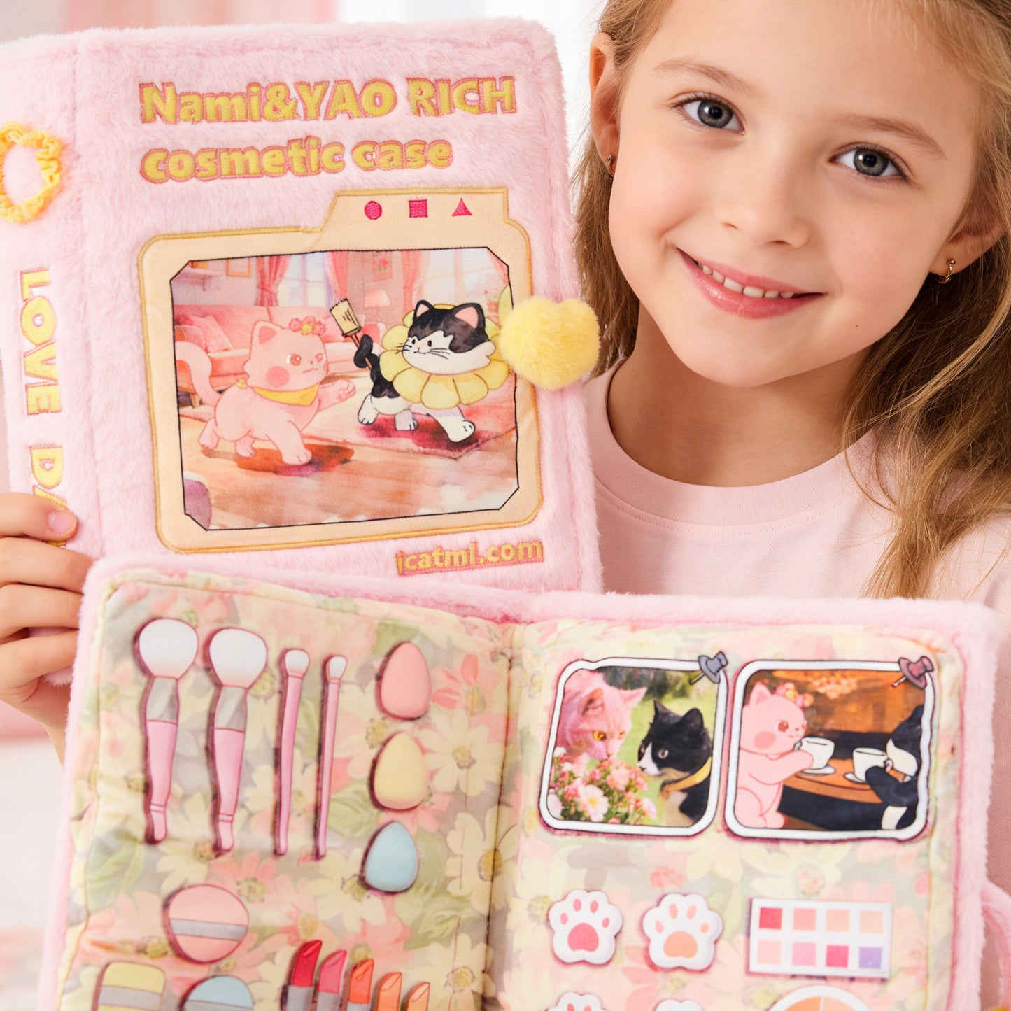 GaoPengToy | 16.5” Kawaii Pink Plush Activity Book - Soft Educational Fabric Toy for Kids