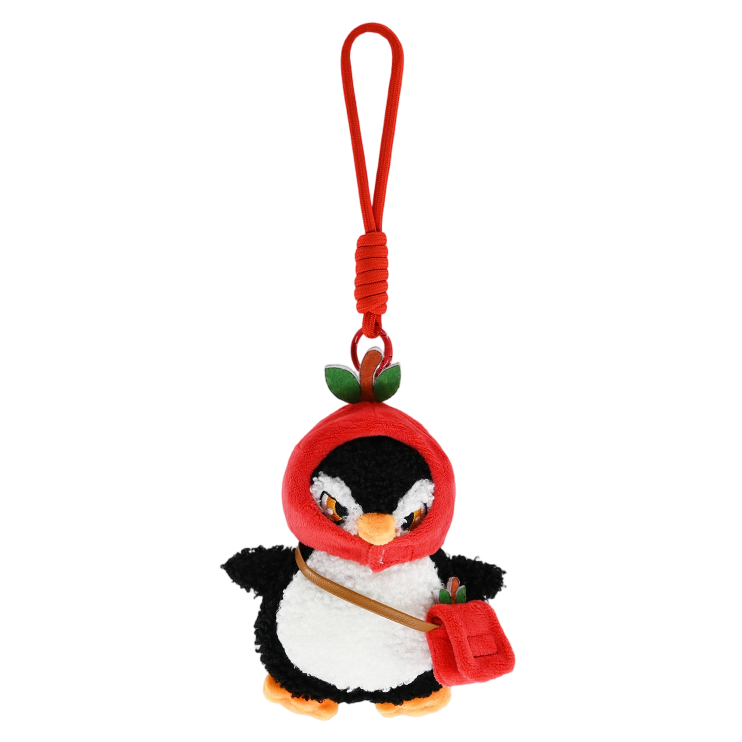 Christmas Plush Keychain | 6.3" Detachable Apple Hat Penguin Bag Charm - Cute Stuffed Animal Pendant Gift