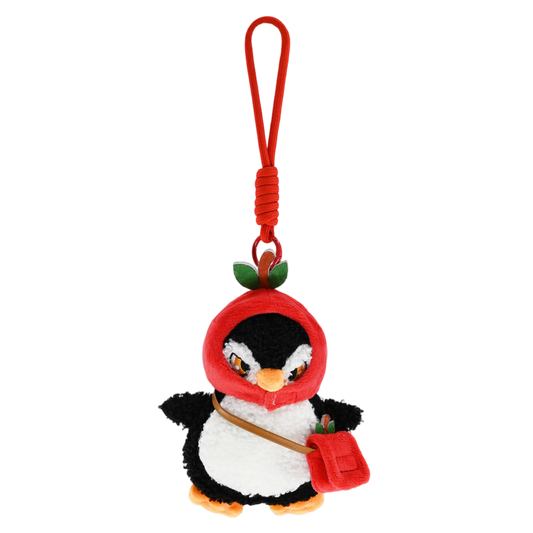 Christmas Plush Keychain | 6.3" Detachable Apple Hat Penguin Bag Charm - Cute Stuffed Animal Pendant Gift