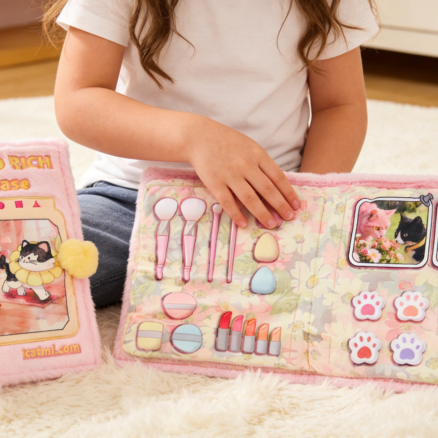 GaoPengToy | 16.5” Kawaii Pink Plush Activity Book - Soft Educational Fabric Toy for Kids