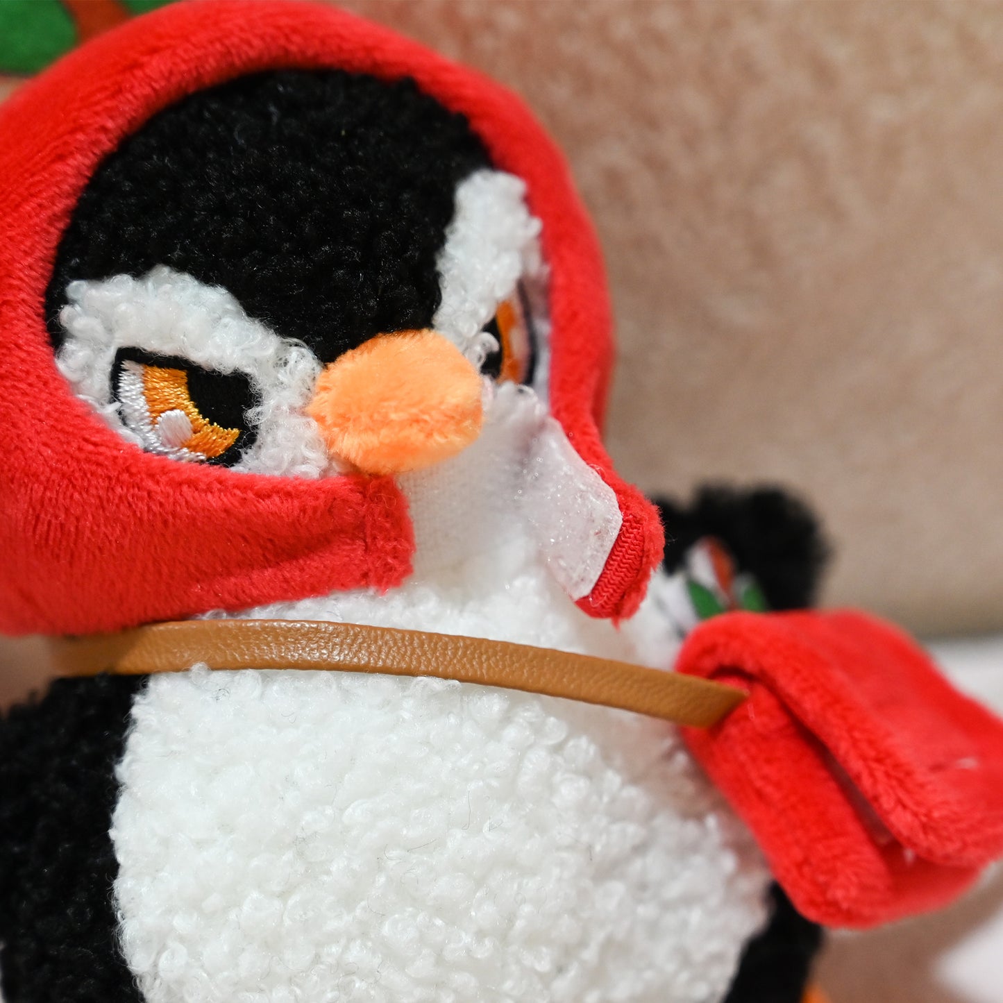 Christmas Plush Keychain | 6.3" Detachable Apple Hat Penguin Bag Charm - Cute Stuffed Animal Pendant Gift