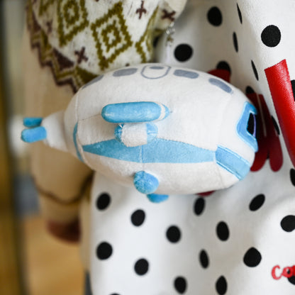 Designer Original 6.7" Blue-White Airplane Plush Toy, Plush Pendant - Cute Stuffed Aircraft for Kids, Soft Birthday Gift, Keychain Purse Charm for Women