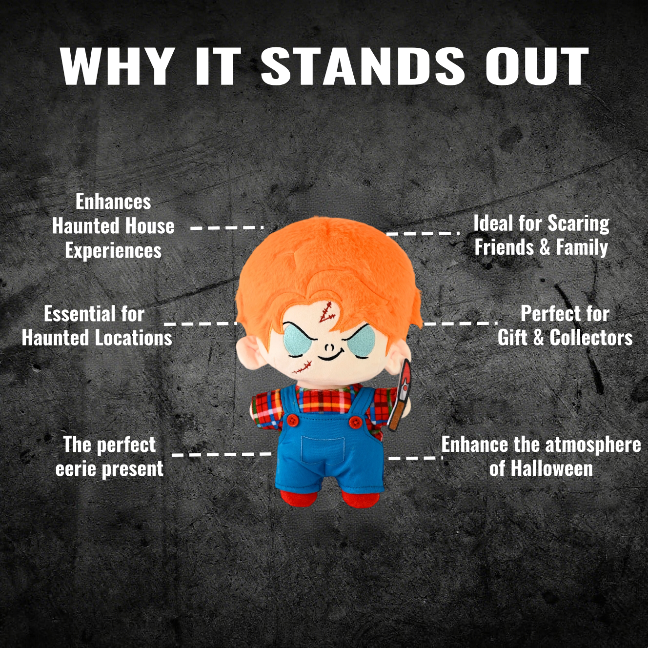 9.8" Chucky Plush Toy - Collectable Soft Doll for Kids & Adults, Perfect for Halloween, Assorted Creepy Baby Doll Style