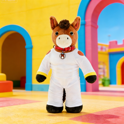 GaoPengToy | 19.69"Muscle Horse Plush Toy - Removable White Outfit Cute Stuffed Animal
