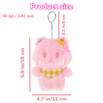 Designer Original 5.9" Cute Pink Cat Plush Keychain - Kawaii Bag Charm & Backpack Accessory, Perfect Gift for Women, Girls & Cat Lovers