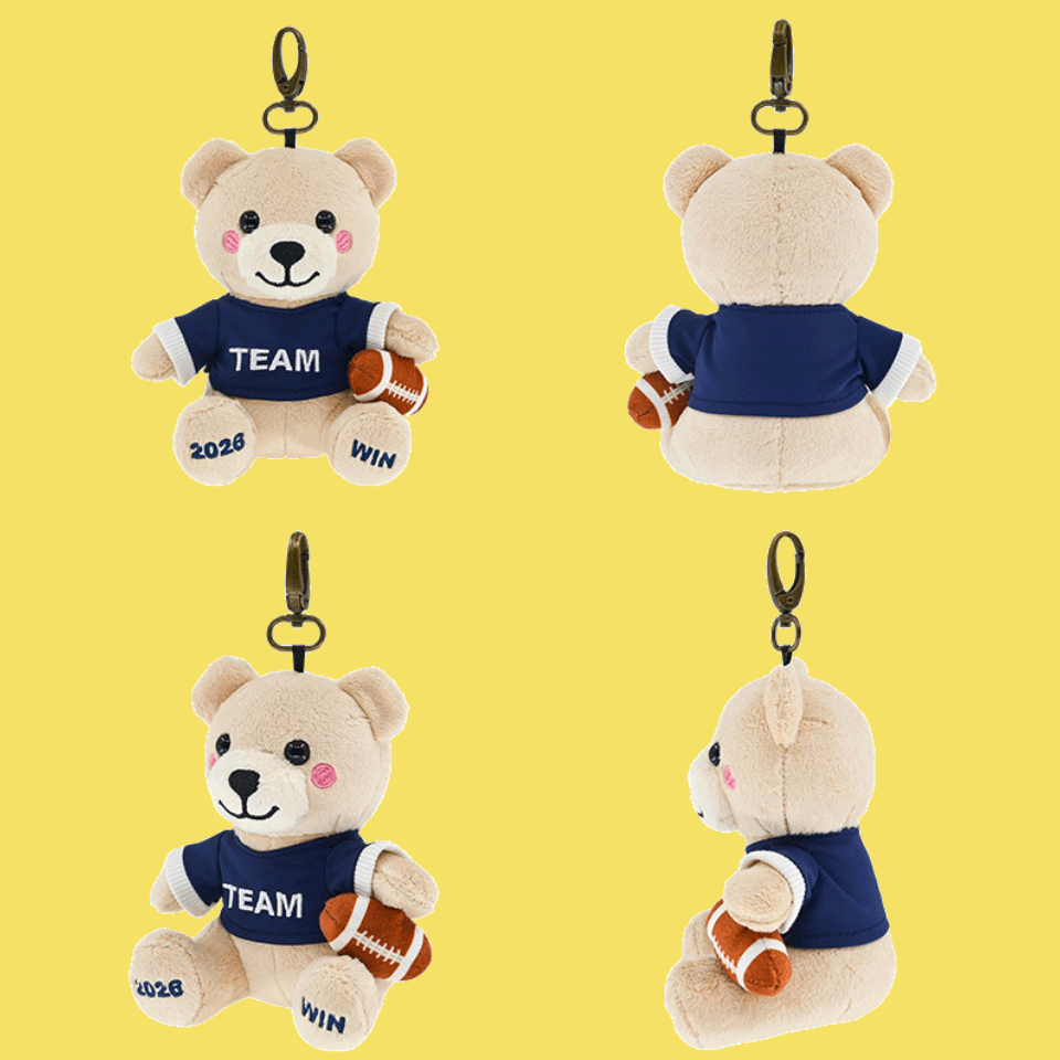 GaoPengToy | 6" Rugby Bear Keychain - Cute Stuffed Animal Bag Charm Gift