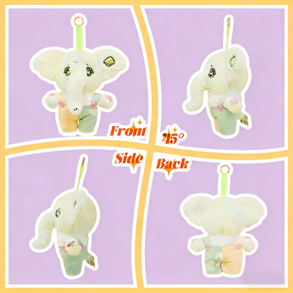 GaoPengToy | 9.8" Plush Elephant Toy - Cute Green Stuffed Animal Pendant with Overalls, Gift Box Included